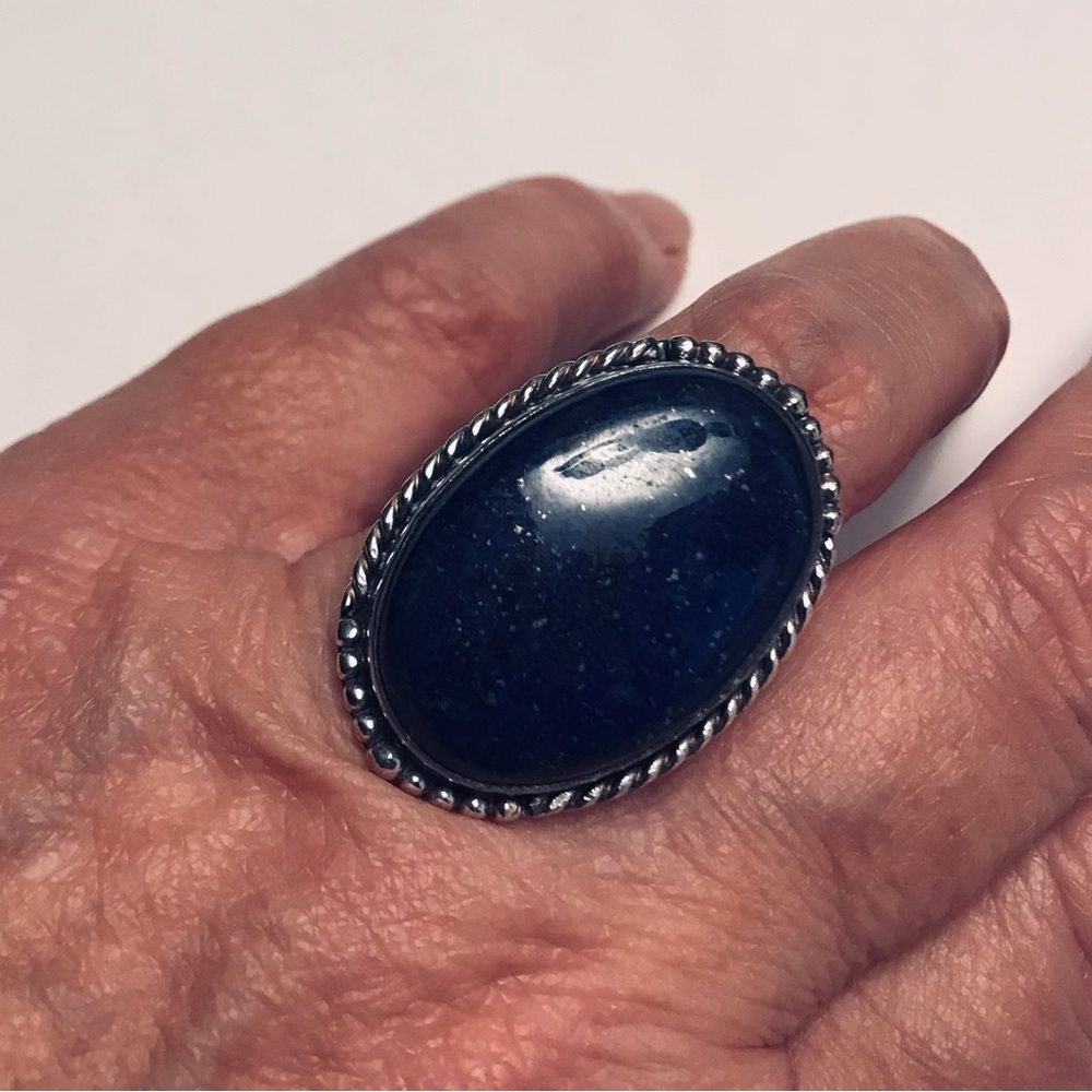 Lapis Lazuli Stamped 925 Sterling Silver Ring